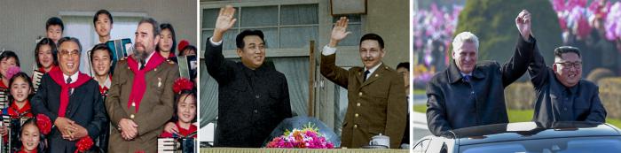 El Comandante en Jefe Fidel Castro Ruz y el General de Ejército Raúl Castro Ruz, en visitas oficiales a la República Democrática de Corea, dialogaron con el líder norcoreano Kim Il Sung; y el Presidente Miguel Díaz-Canel fue recibido por Kim Jong-Un. Foto: Cortesía de la embajada de la, República PopularDemocrática de Corea El Comandante en Jefe Fidel Castro Ruz y el General de Ejército Raúl Castro Ruz, en visitas oficiales a la República Democrática de Corea, dialogaron con el líder norcoreano Kim Il Sung; y el Presidente Miguel Díaz-Canel fue recibido por Kim Jong-Un. Foto: Cortesía de la embajada de la, República PopularDemocrática de Corea