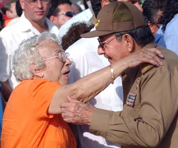 Junto a Raúl en un acto por el 26 de Julio en Santa Clara.
