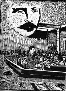 Fidel Castro en el inicio del juicio del Moncada. Dibujo: Antonio Canet Fidel Castro en el inicio del juicio del Moncada. Dibujo: Antonio Canet