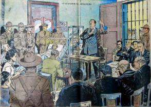 El juicio del Moncada resaltó los valores del Fidel jurista, que convertiría su alegato en el programa político de la Revolución. Foto: Dibujo de H. Maza